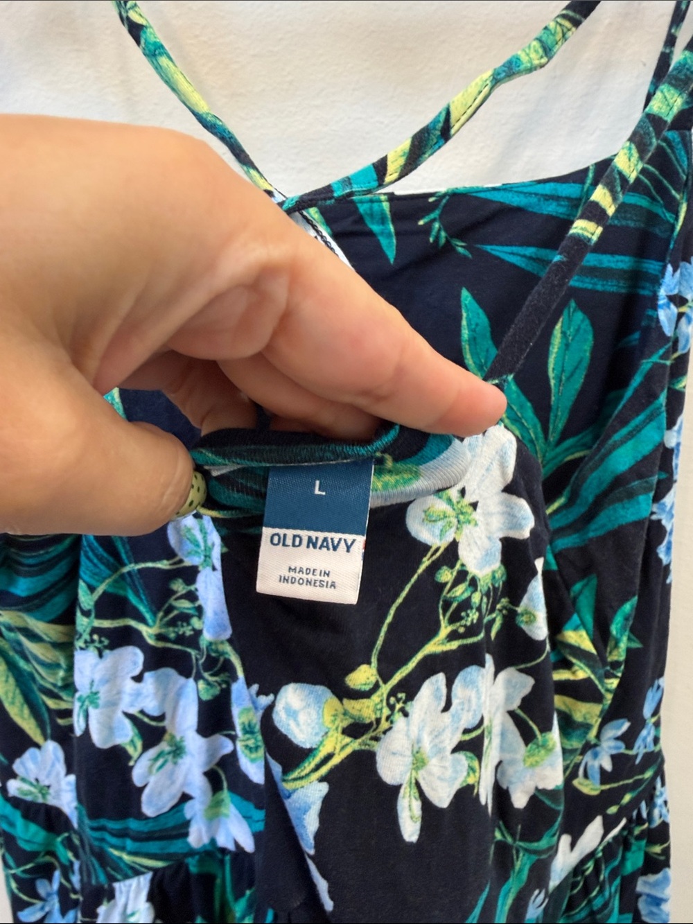 Old Navy Black Floral Mini Dress with Blue & Green Botanical Print - Picture 2 of 4